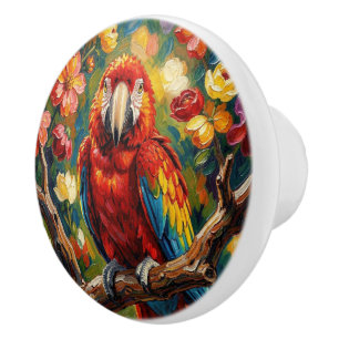 Pomo De Cerámica Loro Guacamayo bastante Impasto