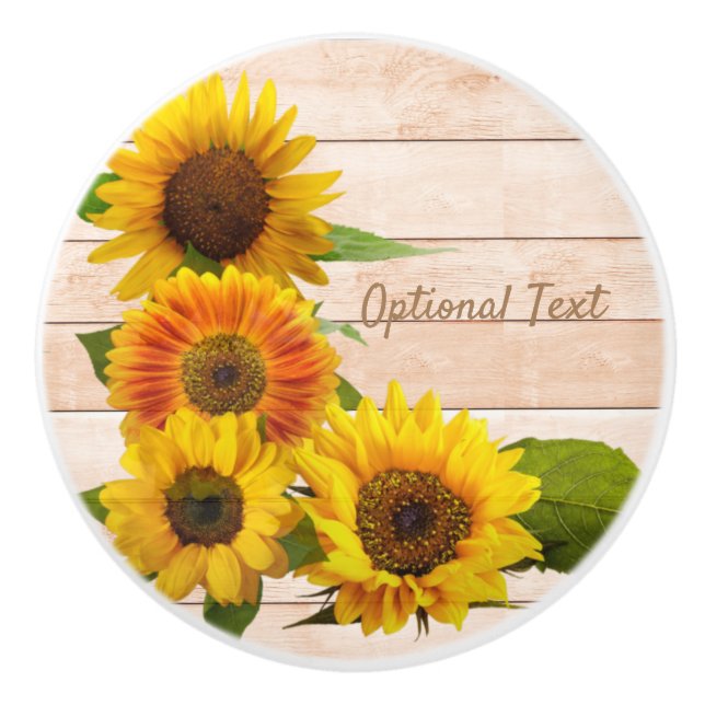 Pomo De Cerámica Los girasoles rusos en la madera (Anverso)