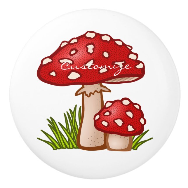 Pomo De Cerámica Los hongos rojos de Amanita Thunder_Cove (Anverso)