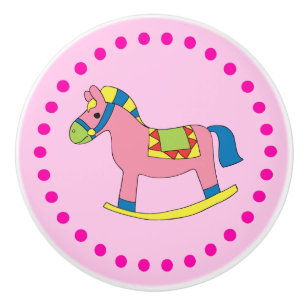Pomo De Cerámica Los lunares y el caballo mecedora del chica lindo