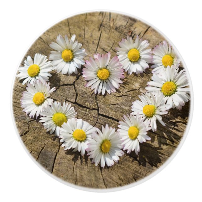 Pomo De Cerámica Love Heart Daisies (Anverso)