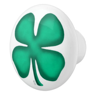 Pomo De Cerámica Lucky 4 Leaf Irish Clover cerámica knob