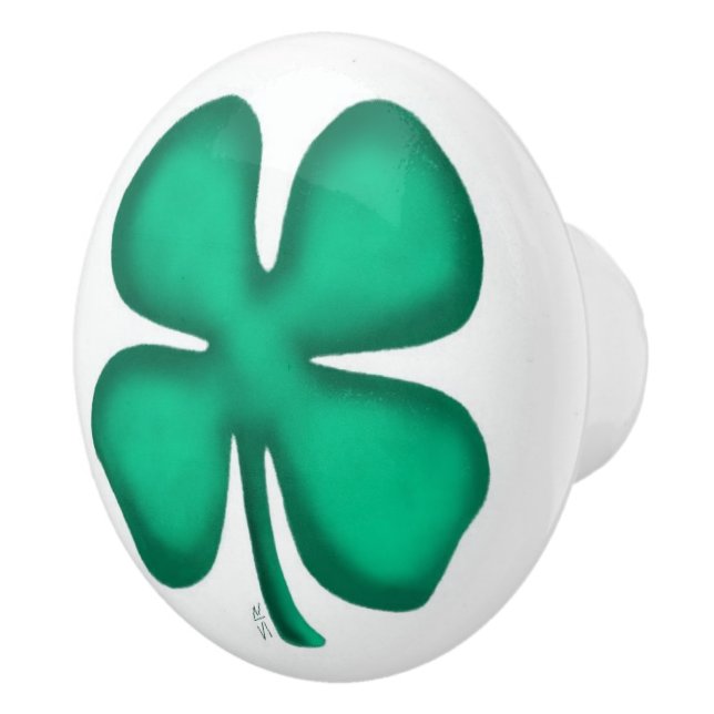 Pomo De Cerámica Lucky 4 Leaf Irish Clover cerámica knob (Derecha)