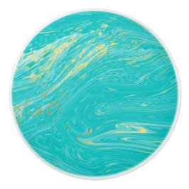 Pomo De Cerámica Lujo elegante oro de mármol Azul diseño moderno