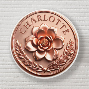 Pomo De Cerámica Lujoso Rosa Gold 3D Peony y Laurel Wreath