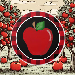 Pomo De Cerámica Lumberjack plaid Country cocina manzana