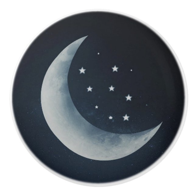 Pomo De Cerámica Luna Estrellas Cielo Nocturno Celeste (Anverso)