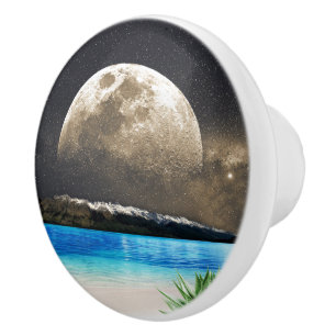 Pomo De Cerámica Luna Y Playa