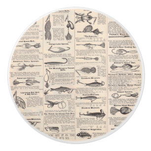 Pomo De Cerámica Lures de la pesca de vintage: pescador de la época