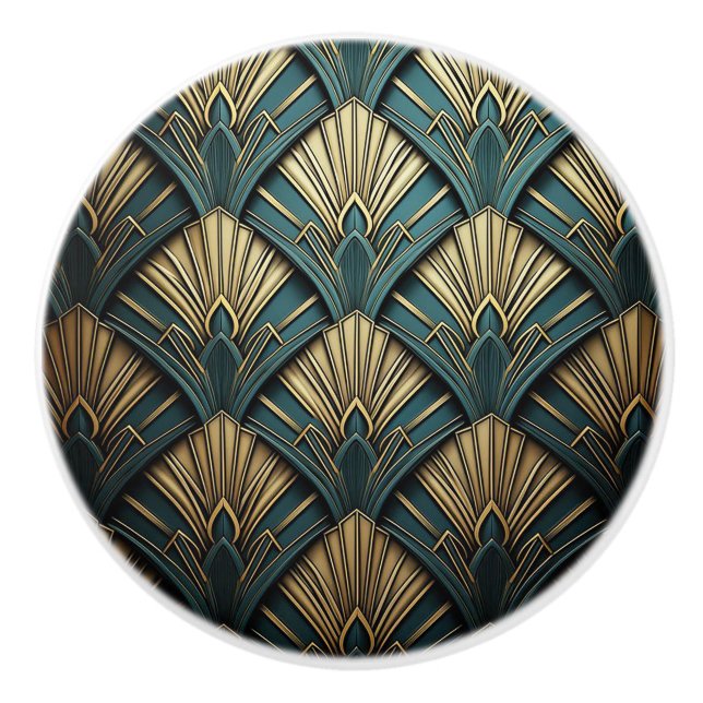 Pomo De Cerámica Luxury Art Deco Fan Design (Anverso)