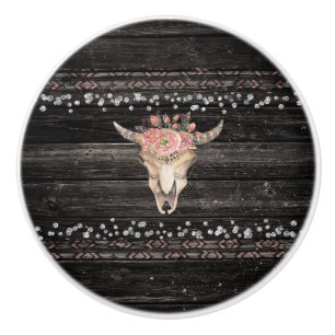 Pomo De Cerámica Madera de plata atractiva elegante de Boho del