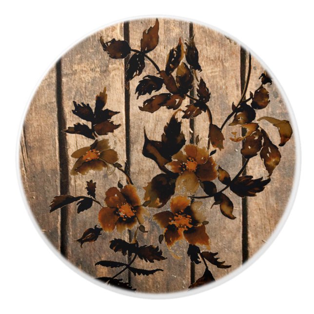 Pomo De Cerámica Madera de rosa rústica (Anverso)