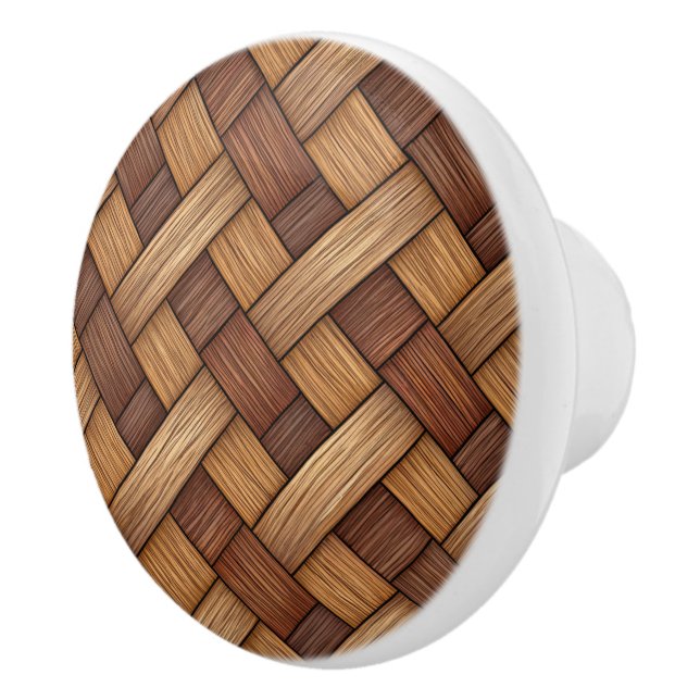 Pomo De Cerámica Madera marrón suave moderna Modelo de tejer ilustr (Derecha)