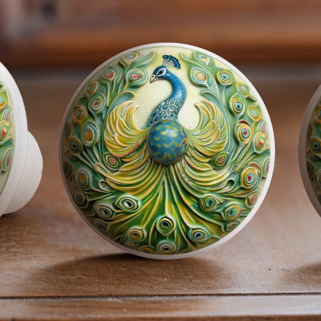 Pomo De Cerámica Majestic Peacock Splendor Ceramic KnPull (Subido por el creador)