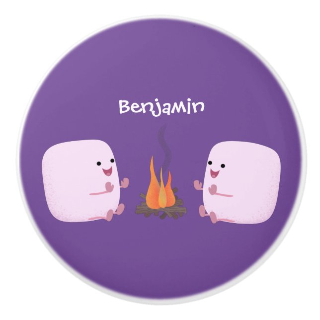 Pomo De Cerámica Malvaviscos rosados por personalizado de bomberos  (Anverso)