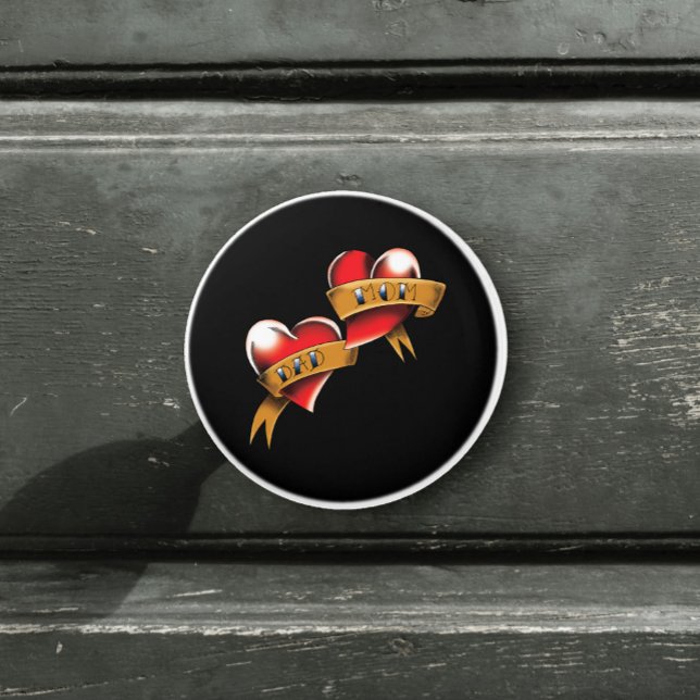 Pomo De Cerámica Mamá papá tatuaje del corazón rojo (Subido por el creador)