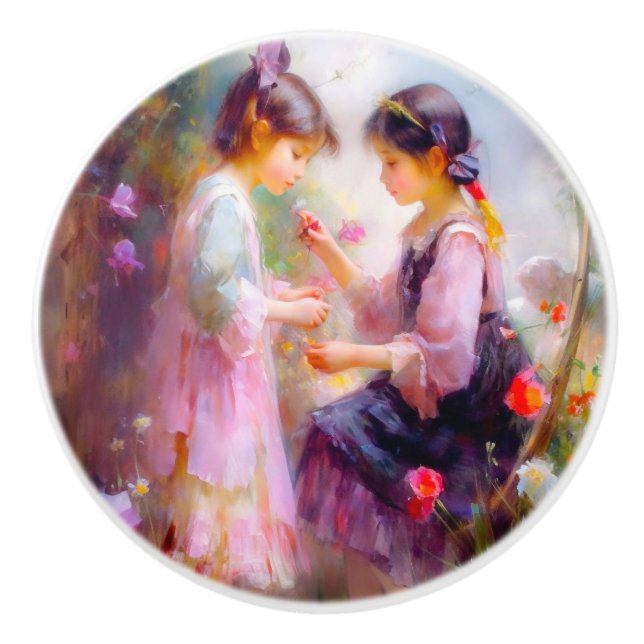 Pomo De Cerámica Mañana en un jardín (Anverso)