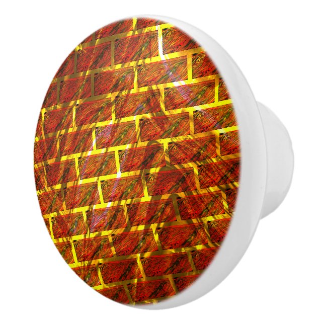 Pomo De Cerámica ¿Mancha roja, raspada, grilla dorada o efecto ladr (Derecha)