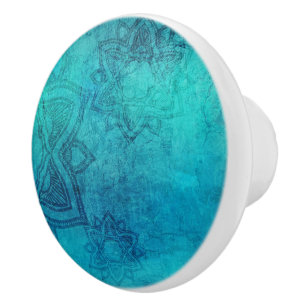 Pomo De Cerámica Mandala azul