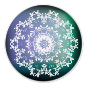 Pomo De Cerámica Mandala azul y verde
