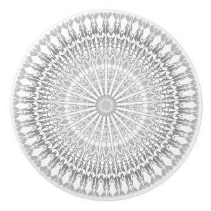 Pomo De Cerámica Mandala blanca gris moderna