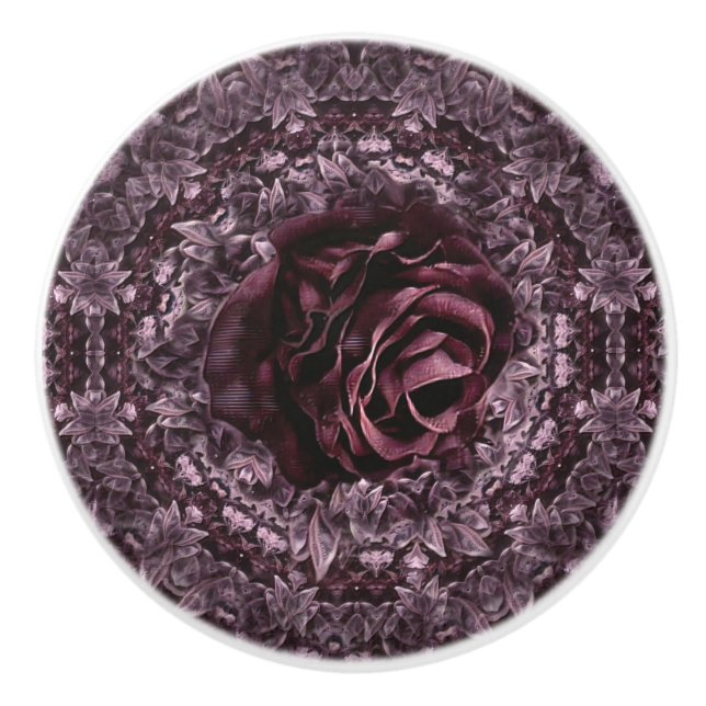 Pomo De Cerámica Mandala de rosa  (Anverso)