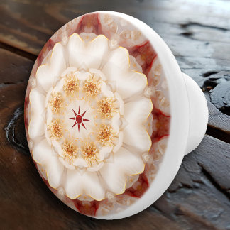 Pomo De Cerámica Mandalá Floral Elegante Calidoscopio