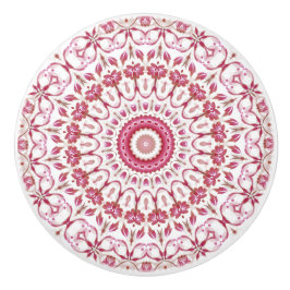 Pomo De Cerámica Mándala Floral Rosa Opaco