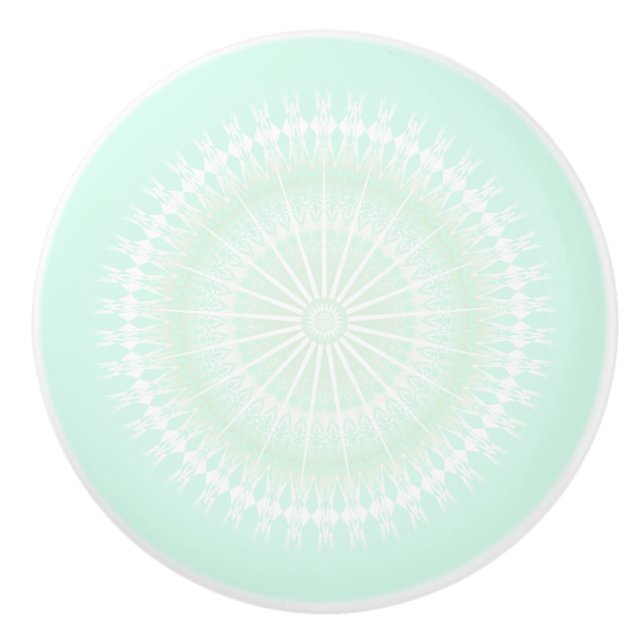 Pomo De Cerámica Mándala moderno pastel verde menta (Anverso)