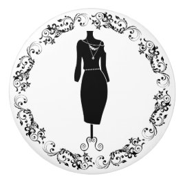 Pomo De Cerámica Maniquí de vestido con torso de costura en blanco 
