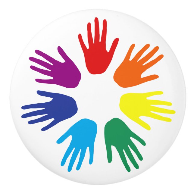 Pomo De Cerámica Manos arcoiris (Anverso)