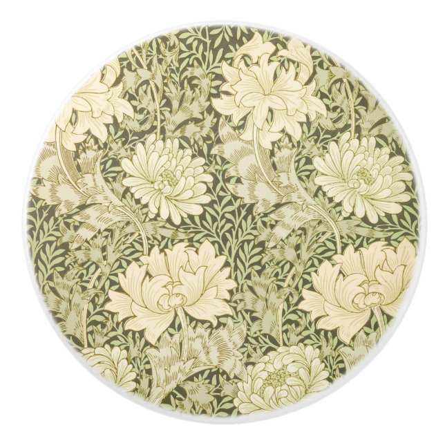 Pomo De Cerámica Manos de gabinete William Morris Chrysanthemum (Anverso)