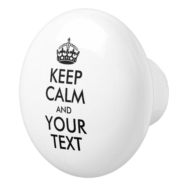 Pomo De Cerámica MANTENER CALMA Y TU TEXTO - palabras negras (Derecha)