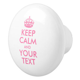 Pomo De Cerámica MANTENER CALMA Y TU TEXTO - palabras rosas