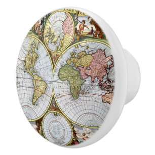 Pomo De Cerámica Mapa del mundo
