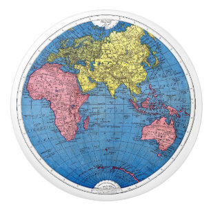 Pomo De Cerámica Mapa del vintage 1915 del globo del atlas del