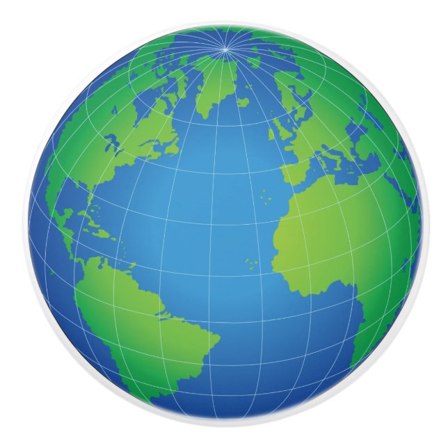 Pomo De Cerámica Mapa mundial del planeta (Anverso)