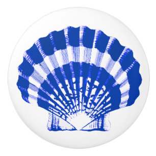 Pomo De Cerámica Mar Shell - azul y blanco de cobalto