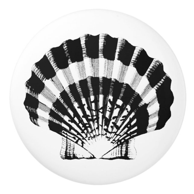 Pomo De Cerámica Mar Shell - blanco y negro (Anverso)