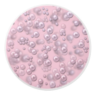 Pomo De Cerámica Marcadores de perlas blancas en terciopelo rosa