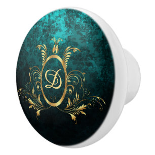 Pomo De Cerámica Marco dorado Damask de lujo Personalizado