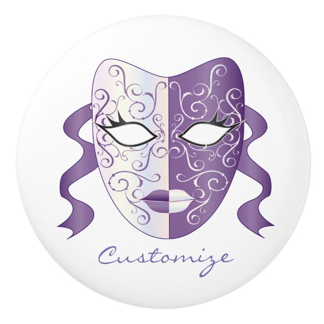 Pomo De Cerámica Mardi Gras MaskThunder_Cove (Anverso)