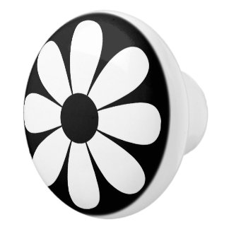 Pomo De Cerámica Margarita blanco y negro
