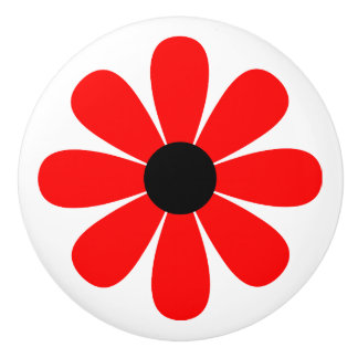 Pomo De Cerámica Margarita roja