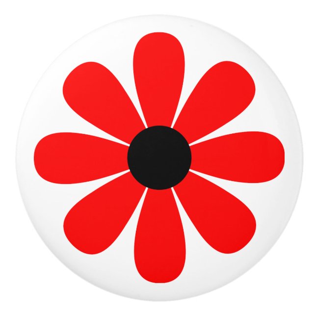 Pomo De Cerámica Margarita roja (Anverso)