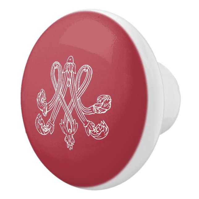 Pomo De Cerámica Marie Antoinette Monogramm Monogram initials pink (Derecha)
