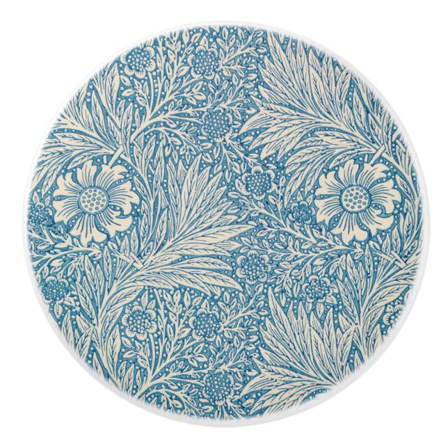 Pomo De Cerámica Marigoldes Azules (por William Morris) (Anverso)