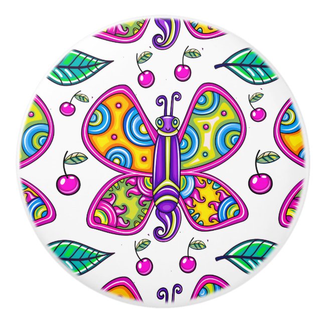 Pomo De Cerámica Mariposa 1 Knob cerámico (Anverso)