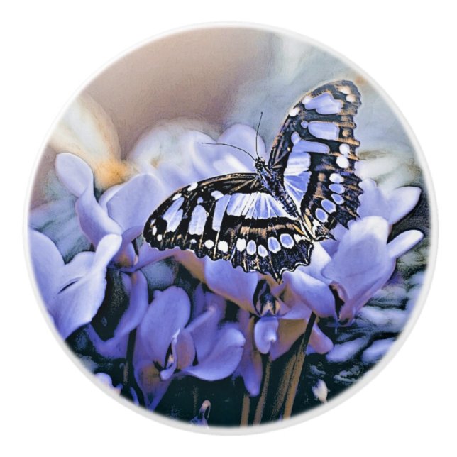Pomo De Cerámica Mariposa azul (Anverso)