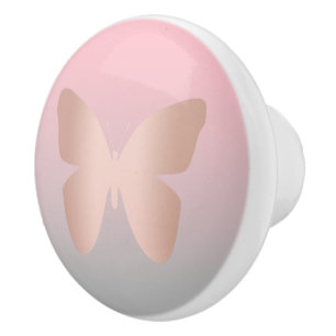 Pomo De Cerámica Mariposa color de rosa de moda moderna elegante